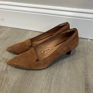 Sofft Women’s Tan Beige Leather Suede Kitten Heel Point Toe Shoes Size 7
